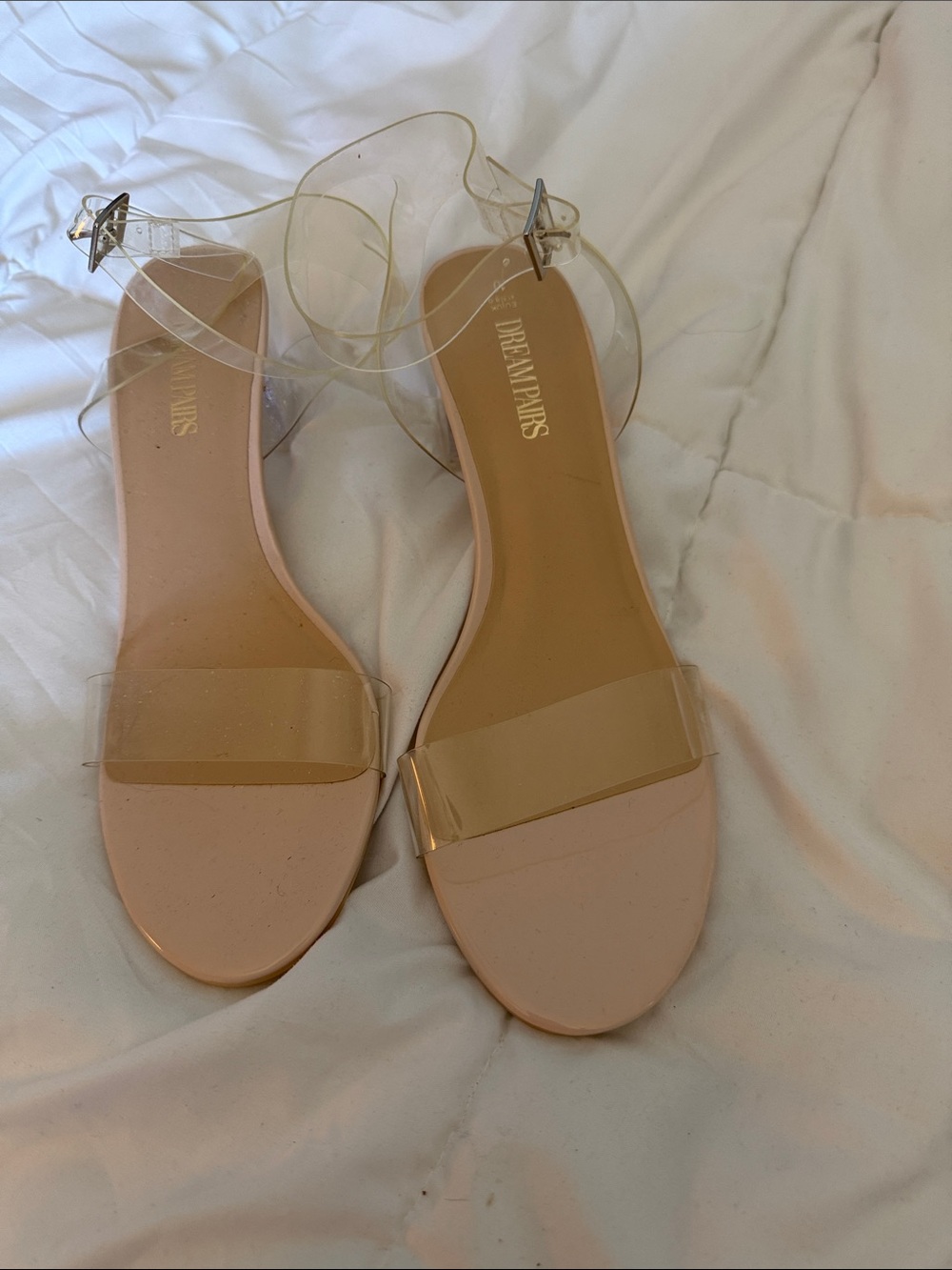 Dream Pairs Clear Strap Nude-Tone Women's Heels